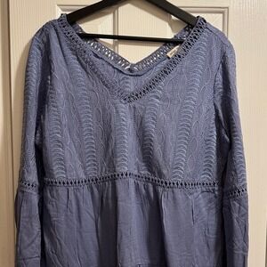 Elegant Blue Lace Women's Blouse